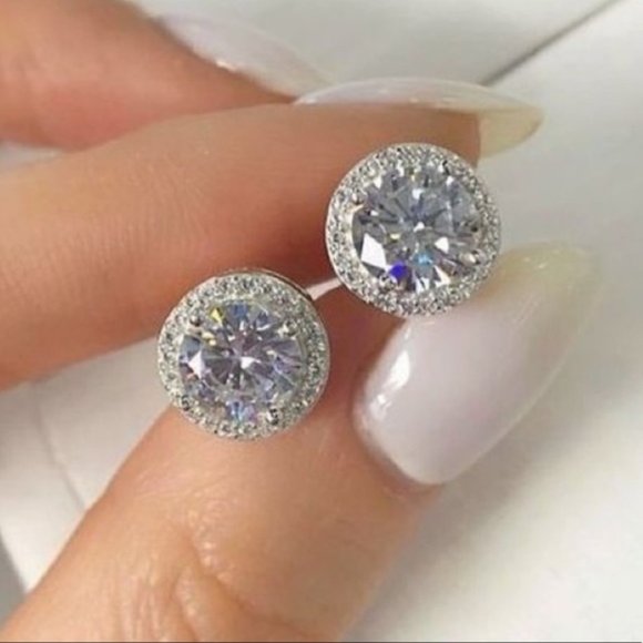 925 S Lab Diamond Earrings - Picture 9 of 10